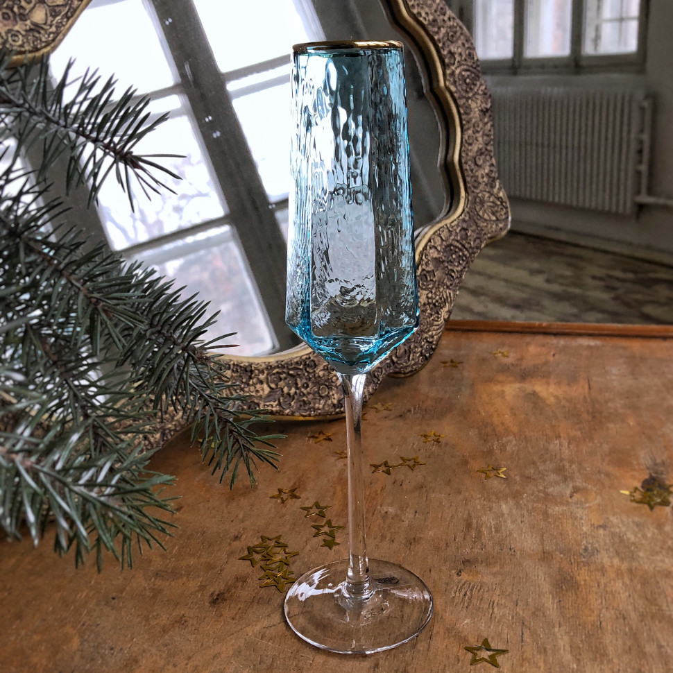 Блакитний келих для шампанського Richard Blue 180 мл