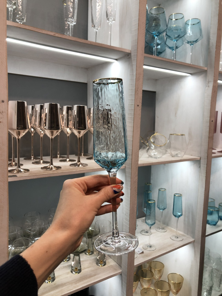 Блакитний келих для шампанського Richard Blue 180 мл