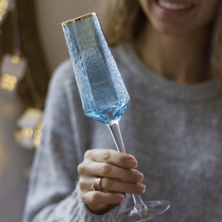 Блакитний келих для шампанського Richard Blue 180 мл