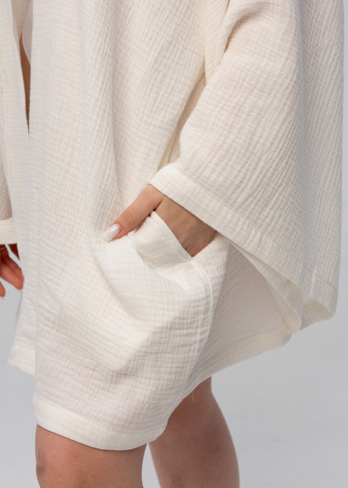 Кімоно Pretty з мусліну коротке біле