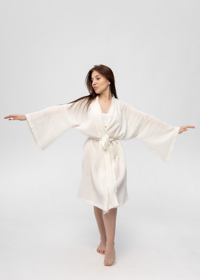 Кимоно Pretty из муслина длинное белое