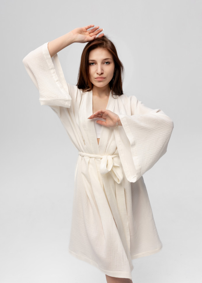 Кимоно Pretty из муслина длинное белое