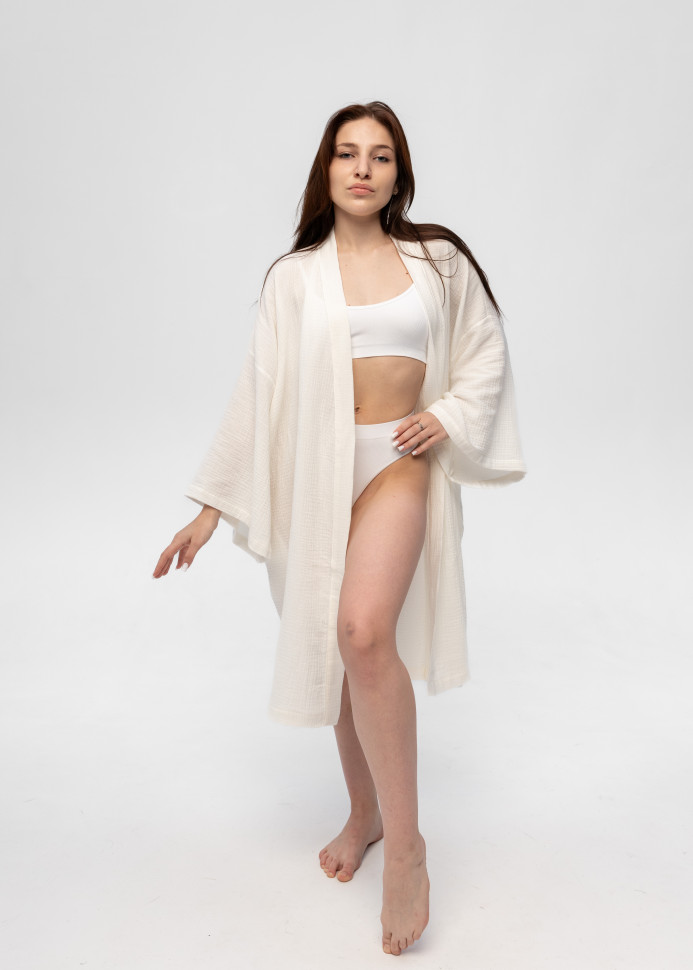 Кимоно Pretty из муслина длинное белое
