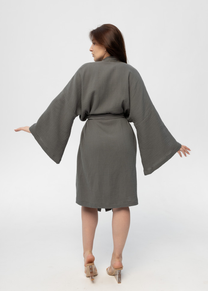 Кимоно Pretty из муслина длинное серое