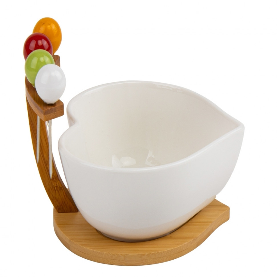 Пиала на бамбуковой подставке Heart