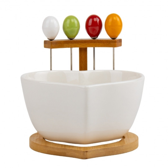 Пиала на бамбуковой подставке Heart