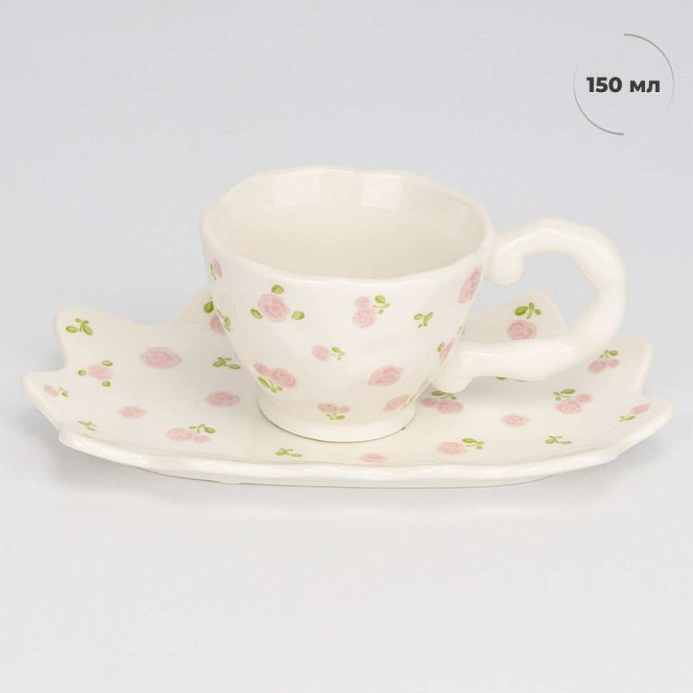 Чашка з блюдцем Pink buds 150 мл