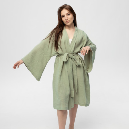 Кімоно Pretty з мусліну довге зелене