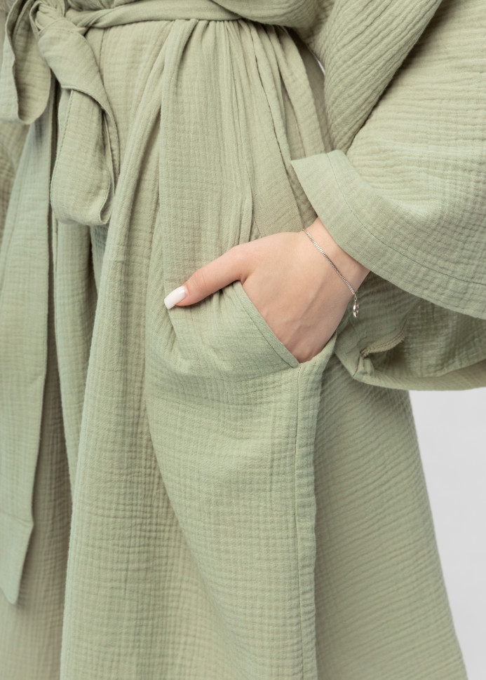 Кімоно Pretty з мусліну довге зелене