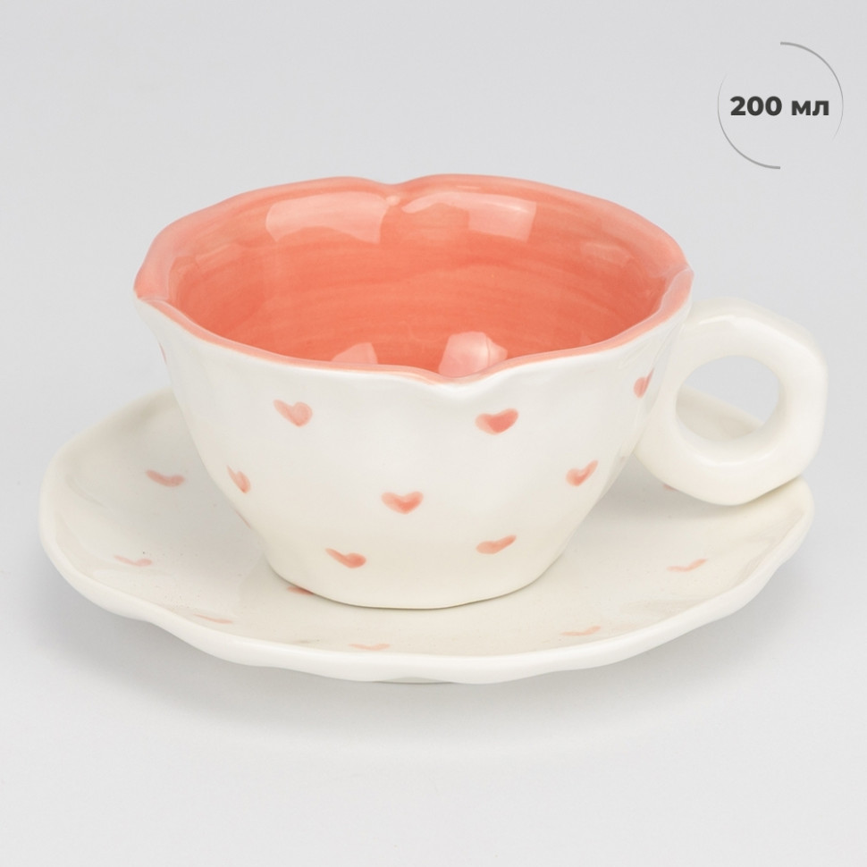 Чашка з блюдцем Tender hearts 200 мл