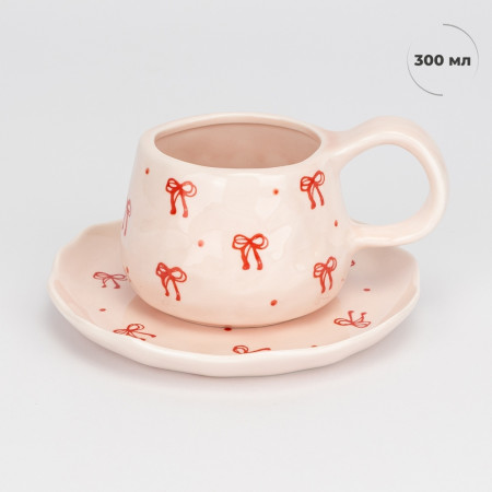 Чашка с блюдцем Festive bows 300 мл
