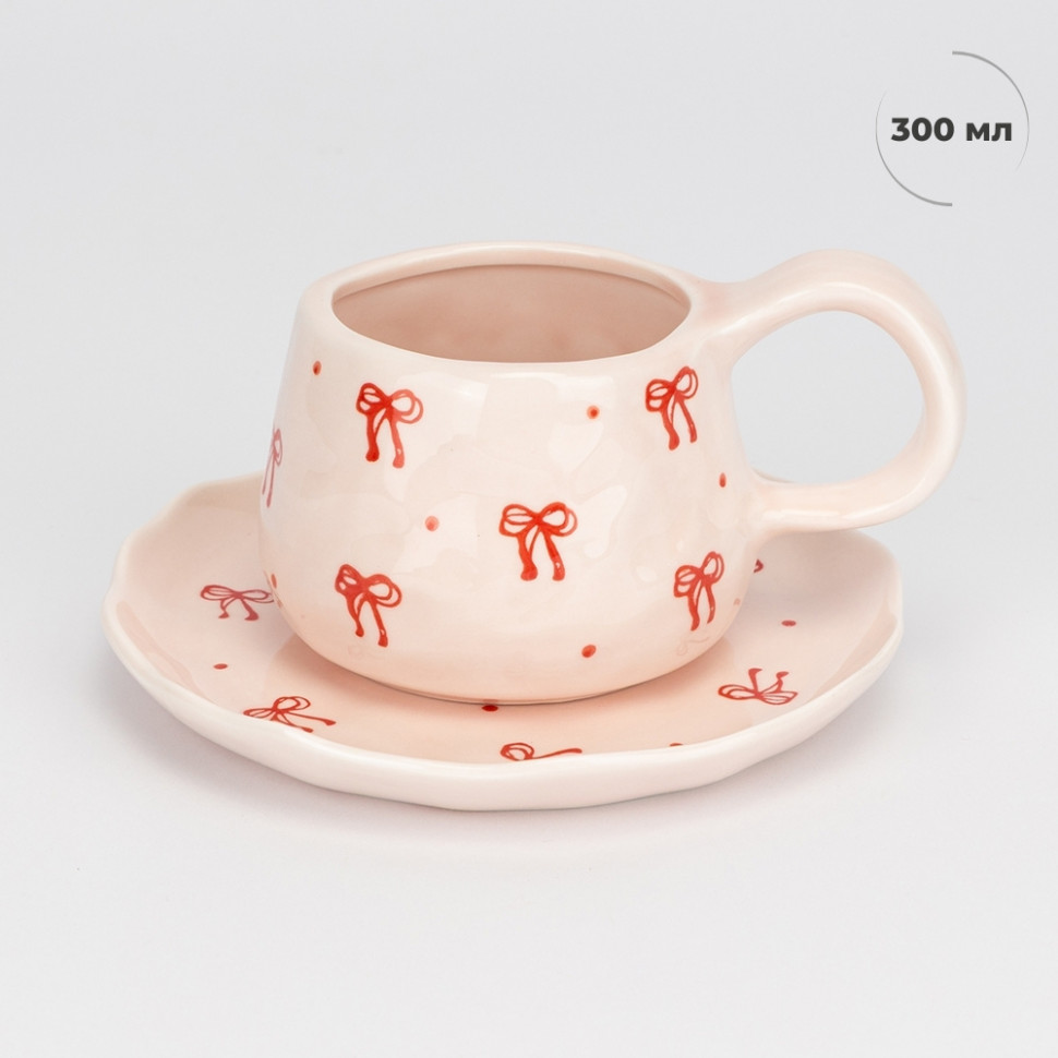 Чашка с блюдцем Festive bows 300 мл