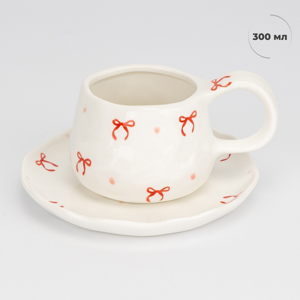 Чашка с блюдцем Festive bows 300 мл