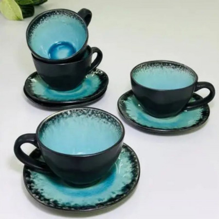 Набор 4 чашки + 4 блюдца Blue Lake 100 мл