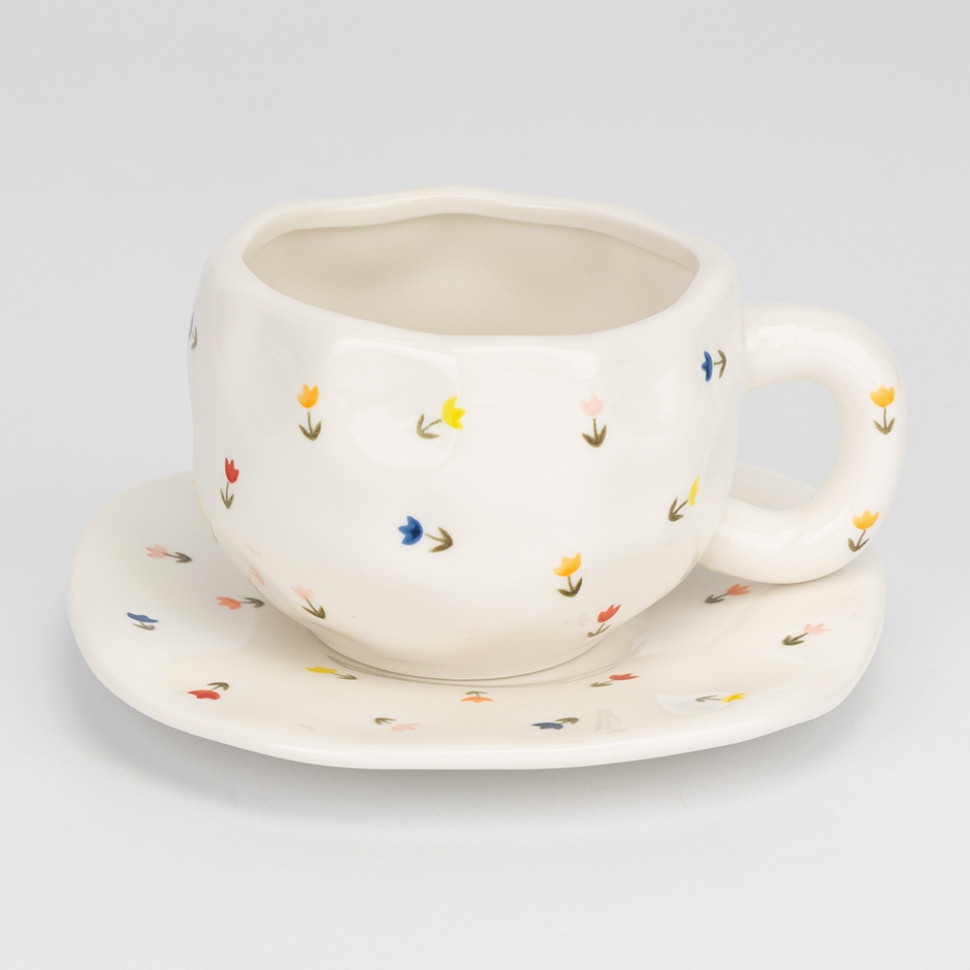 Чашка з блюдцем Summer flowers 350 мл