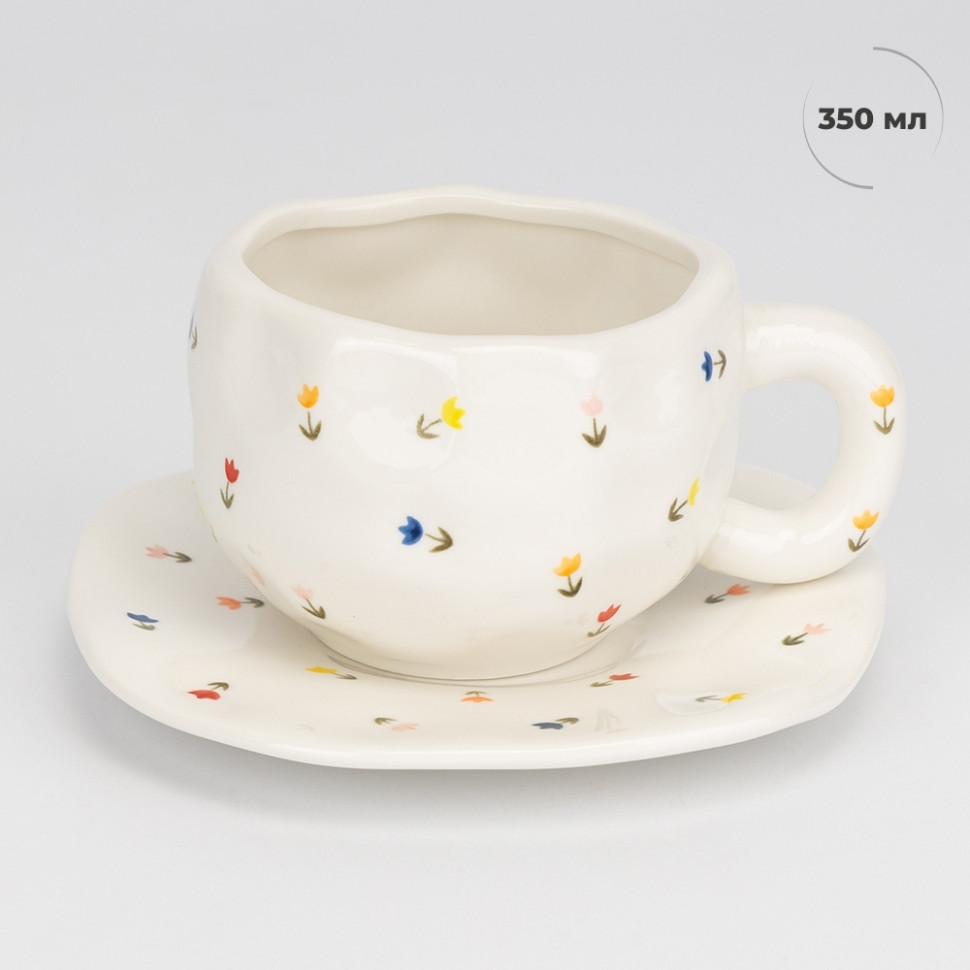 Чашка з блюдцем Summer flowers 350 мл