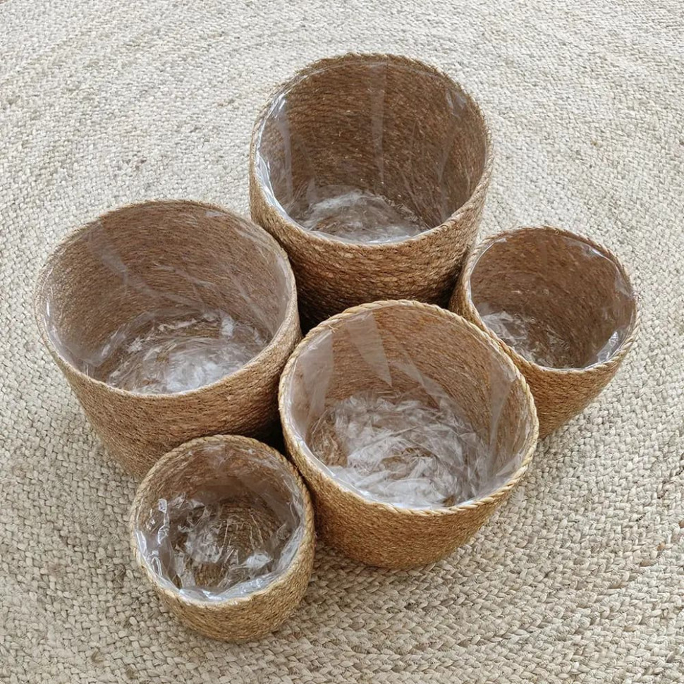 Плетеное кашпо с подкладкой Twine