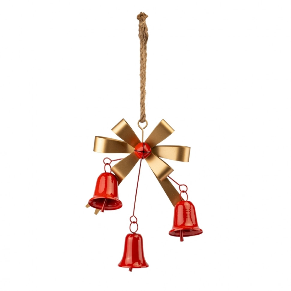 Металлическая подвеска с бантом и 3 колокольчиками